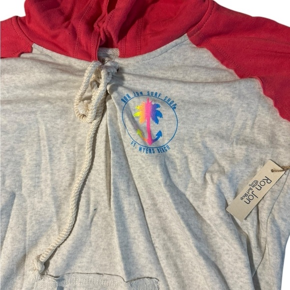 RON JON SURF SHOP NWT Fort Myers Red Pink Gray Hoodie Logo Tassel NEW XL Beach - Picture 7 of 10